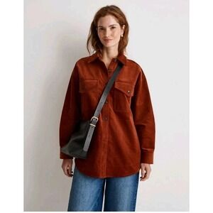 Madewell Women's Shirt-Jacket XS Corduroy Twill Oversized Shacket Burnt Orange